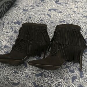 Chic Black Fringe Ankle Boots